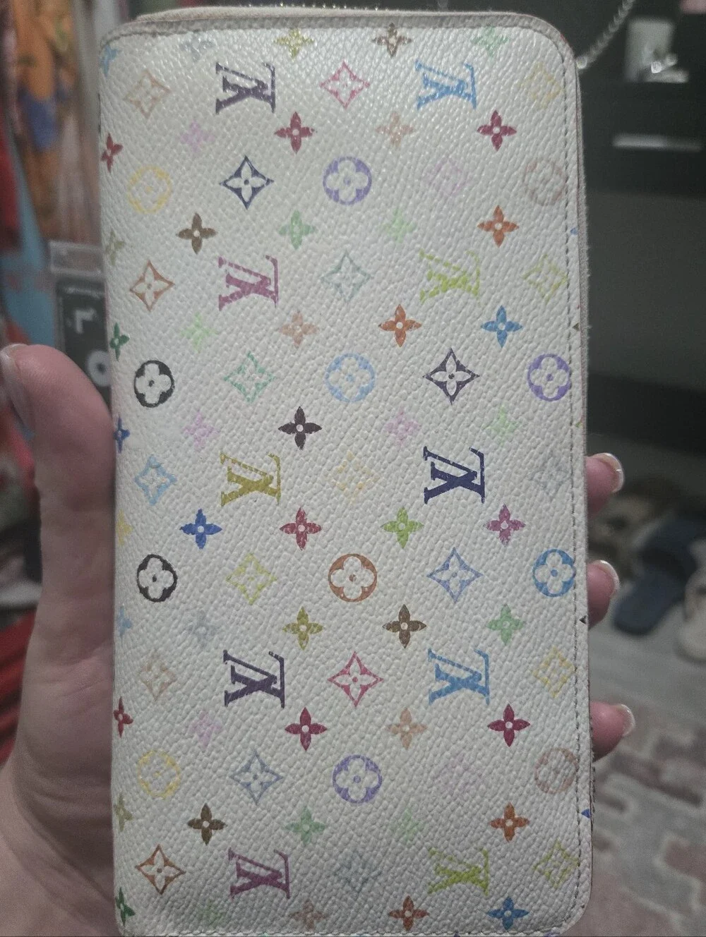 Louis Vuitton White Multicolor Monogram Zip Wallet